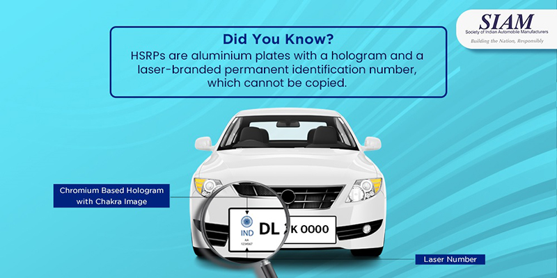 HSRPs are aluminium plates with a hologram and a laser-branded permanent identification number, which cannot be copied.